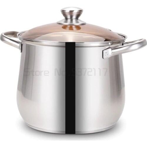 Stock Pot Thickened 304 Stainless Steel Large Capacity Double Bottom Noodle Cooking Pot Porridge Pot Induction Cooker Wok Pan