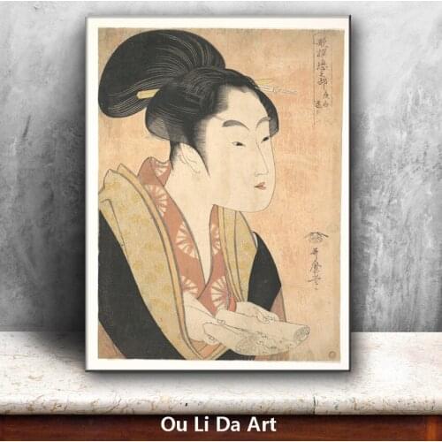 Classical Japan kimono women reading oil painting canvas painting printing printed on canvas wall art decoration picture