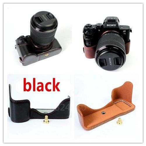 Leather Camera case bag for Sony ILCE-7RM2 A7II A7R2 A7S2 A7M2 Camera Leather Half Body Camera Strap Camera Video Bag
