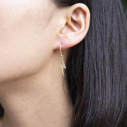 Fashion Hoops Earrings Women Geometric Vintage Jewelry Piercing Small Simple Chain-like Punk Lightning Hanging Earrings Arete