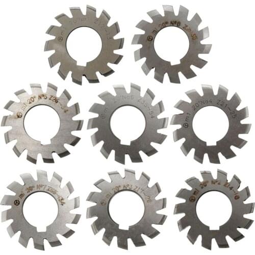 Module 1 PA20 Degrees Bore 22mm #1-8 HSS Involute Gear Milling Cutter High Speed Steel Gear Milling Cutter Gear Cutting Tools