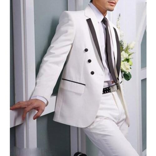 Double Breasted Groom Tuxedo for Wedding Party Notched Lapel 2 Piece Formal Men Suits Male Fashion Jacket with Pants 2021