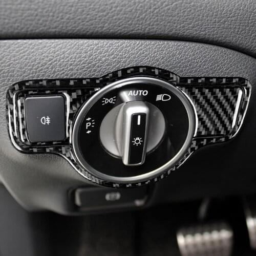Carbon Fiber Car Headlight Switch Cover Trim For Mercedes Benz A B C E G Class CLA GLA GLE GLK GL Car Stickers