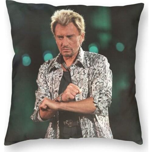 Johnny Hallyday Singer Cushion Covers Sofa Decoration French Rock Star Square Throw Pillow Cover 45x45