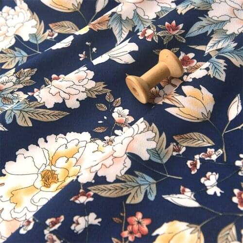 New high quality fabric Navy White tissu Cheongsam clothing, gold bag, pendant anti wrinkle material