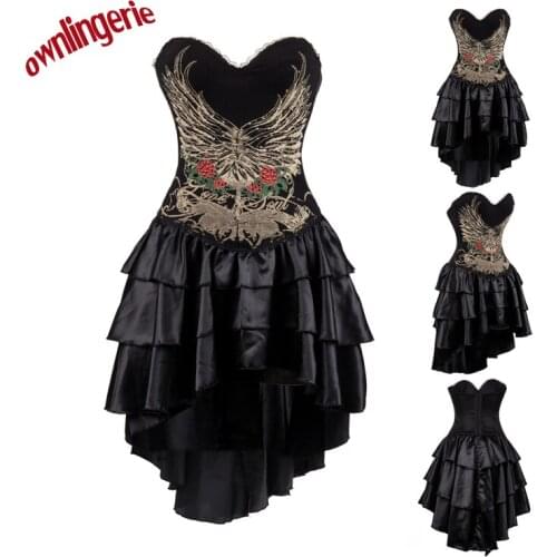 New arrive sexy black Punk dress with flower design s-2xl W3491