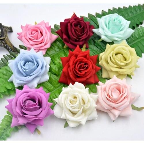 Wholesale 20pcs Hexagon Rose Cloth Artificial Flower For Wedding Party Home Room Decoration Rosa Shoes Hats Accessories Flower