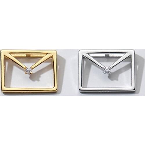 925 Sterling Silver Fashion Design Zircon Envelope Pendants Women Men S925 Silver Necklace Charms DIY Jewelry Making Decoration