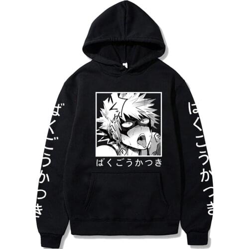 Hot Japanese Autumn Winter Unisex Anime My Hero Academia Printed Hooded Cute Sweatshirt Casual Bakugou Pullovers Hoodie