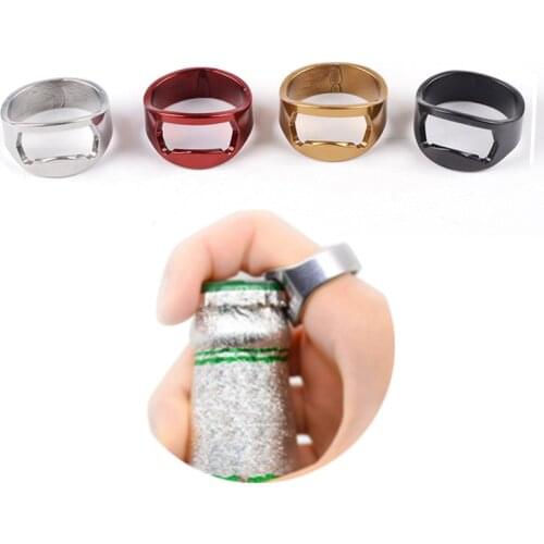 Portable Mini Stainless Steel Finger Ring-shape Bottle Beer Opener Bar Tool Drink Bottle Lids Opening Kitchen Gadgets Bar Tools
