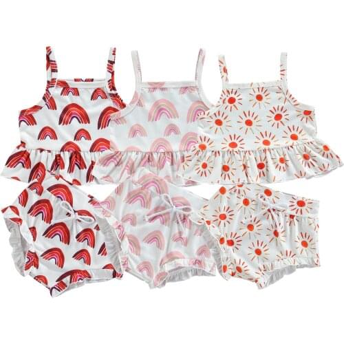 Citgeett Summer Kids Baby Girls Casual Clothes Set Printed Pattern Sleeveless Tops and Shorts Casual Clothing