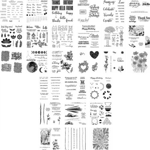 Clear Stamps Happy Birthday Hello Greeting Months Words Sentiments Moon Florals River Bird Critters Mixed Element 2021 #1