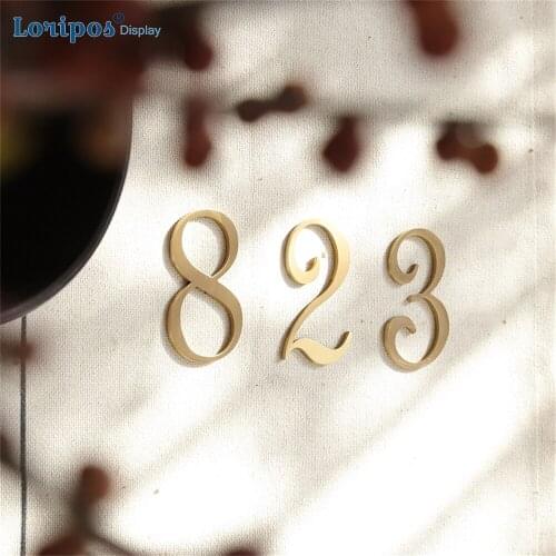 Nordic Brass Digital House Number Sign Nostalgic Designer Hotel Indoor Rest Room Signs Door Bathroom Sign Plate