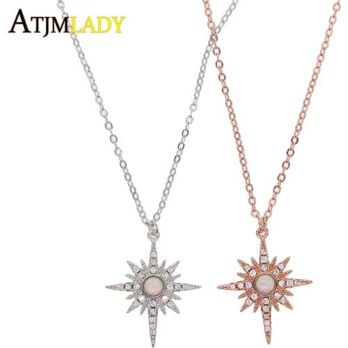 Moana Special Offer Women Kolye Collares 2020 New Arrive Pendant Sunburst Charm Pave Cz Fire Opal Color Stunning North Necklace
