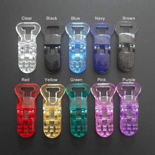 Sutoyuen Hot T Shape Plastic Baby Pacifier Clip Dummy Soother Suspender Chain Holder Clips For 10MM Ribbon 20pcs mix 10 Colors