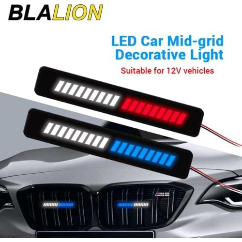 LED Car Front Grille Decorative Lamp DRL Car Luminous Mid-grid Beacon Light Modified Daytime Running Lights Auto Decorative Lamp
