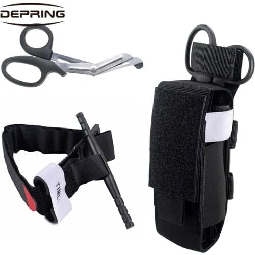 Tactical Molle Pouch One Hand Tourniquet Trauma Shear First Aid Kit for Car Vehicle Outdoor Hunting Camping Accessories
