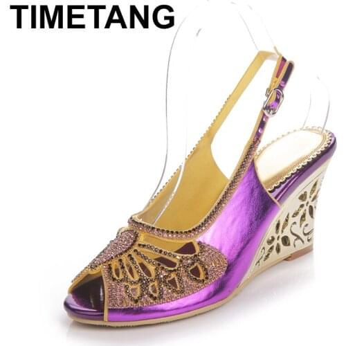 TIMETANGButterfly Design Wedding Dress Shoes Spring Summer Crystal Purple Sandals Custom Ankle Strap High Heels Women Thin Heel