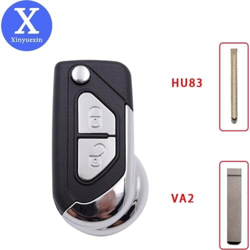 Xinyuexin Uncut VA2 HU83 Key Blade Car Key Shell Case for Citroen DS3 2 Buttons Flip Remote Key FOB Case Shell Car Accessory