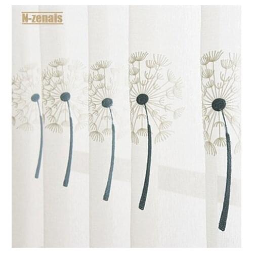 Dandelion Window Screen Curtain Embroidery Tulle Curtain for Living Room Bedroom Simple and Modern Curtains Cortina Cocina