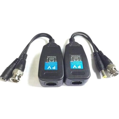 1 Pair(2pcs) Passive CCTV Coax BNC Power Video Balun Transceiver Connectors To RJ45 BNC Male for CCTV Video Camera HDTVI/AHD