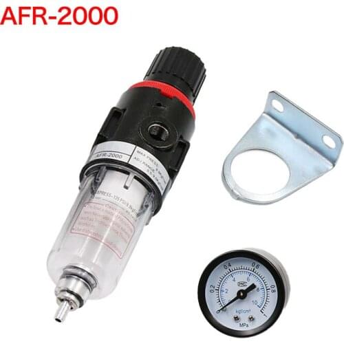 1pc AFR-2000 Pneumatic Filter Air Treatment Unit Pressure Regulator Compressor Reducing Valve Oil Water Separation AFR2000 Gauge