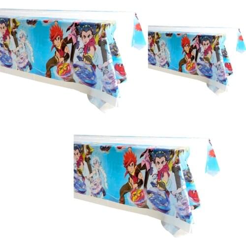 1pcs/lot Happy Birthday Events Party Beyblade Burst Theme Tablecloth Decoration Table Cover Baby Shower Boys Kids Favors Maps