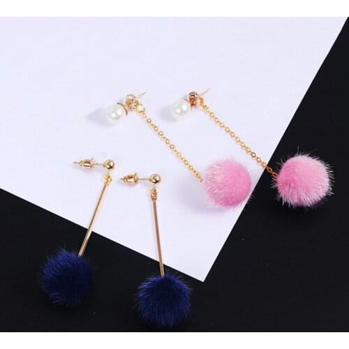 10pcs Imitation Water Mink Pompom Earring Pendant DIY Craft Supplies Cute Plush Fur Ball Beads DIY Handmade Jewelry Findings