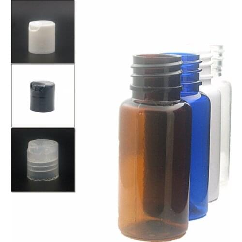 15ml round empty clear/white/amber pet plastic bottle with transparent/black disc-top cap X 10