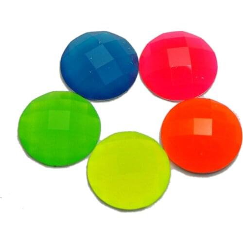 50 Mixed Neon Color Flatback Acrylic Round Rhinestone Gems 20mm No Hole
