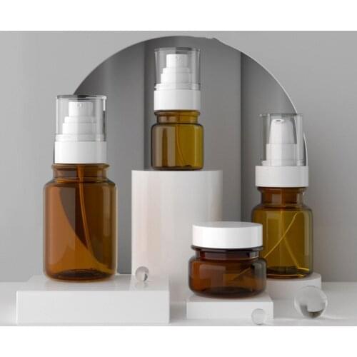 500 x 40ML/80ML/120ML Amber Thicken Multi-stage Spray Bottles Plastic Superfine Essential Oil Lotion Bottle Jar