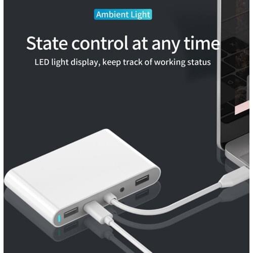 7 in 1 Type-c Docking Station USB 2.0 Hub with HDMI VGA SD TF Port Multifunctional Hub Expansion Dock for Macbook Laptop