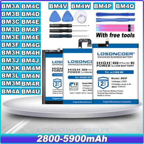 LOSONCOER 3900-5100mAh BM3L BM3D Battery For Xiaomi 9 MI9 M9 MI 9 For Xiaomi 8 SE MI8 SE M8 SE BM3D Mobile Phone Battery