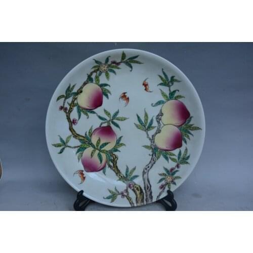 Antique qingDynasty porcelain plate,peach,pastel,hand painted crafts /collection & adornment,Free shipping