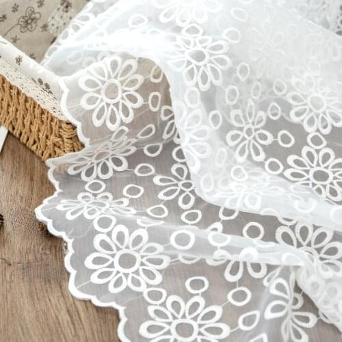 White organza yarn embroidery fabric embroidered lace fabric dress childrens clothing fabric tablecloth curtain handmade cloth