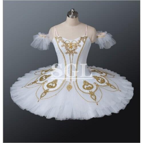 Free Shipping Sequin Gold Color Kids Adult Girls Child Ballet Classical Ballet Tutus For Sale White Professional Tutus AT1130
