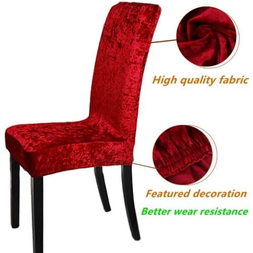 1/2/4/6 pieces shiny velvet cheap fabric chair covers universal size stretch seat covers case slipcovers for dining room