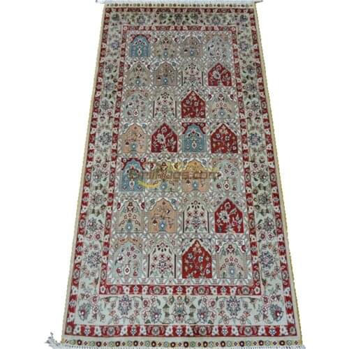Large Blue Pure Silk Handmade Persian Rugs Turkish Home Carpet Silk on Silk