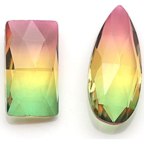 Brilliat rectangle Loose Imitation Drop Natural Synthetic Gradient Tourmaline Price Mixed Colour Glass Loose Stone
