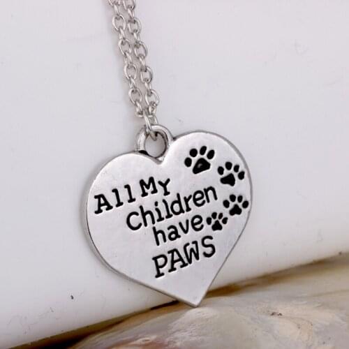 N231 All my children have paws pendant Necklace Mother Day Gifts Alloy Necklace Chain memorize Gifts Jewelry