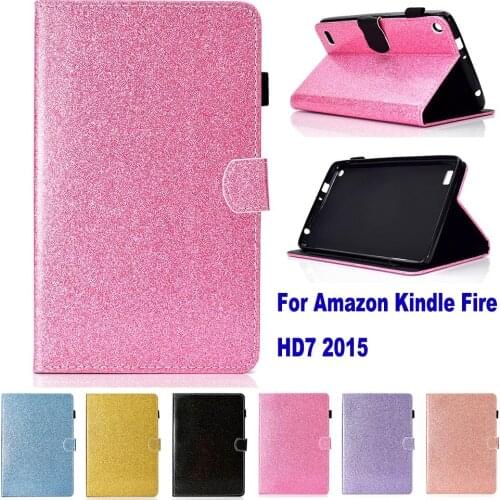 Glitter Bling Case For Amazon Kindle Fire HD 7 HD7 2015 Version 7.0 inch Case Stand Cover Pouch Shinning Sleeve Touch Pen Gift