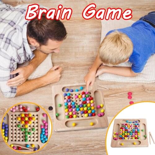 Clip Beads Toys Wooden Fun Board Game Educational Toy Rainbow Bead Game Logic Concentration Fine Motor Training Educational Toy