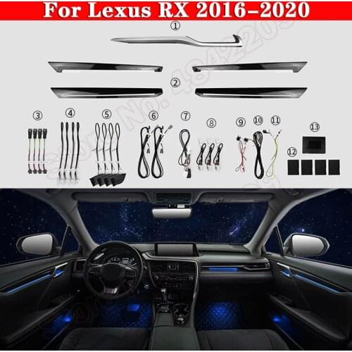 For Lexus RX 2016-2020 Car Ambient Light Original Car Button Control Decorative LED 64 colors Atmosphere Lamp illuminated Strip