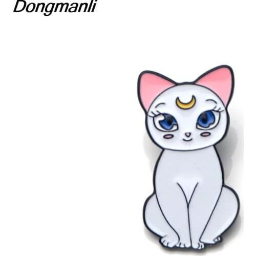 DMLSKY Cat Enamel Pins Women Fashion Cute cat Brooch Backpack Shirt Clothes Brooches Tie Pins Badge M2027