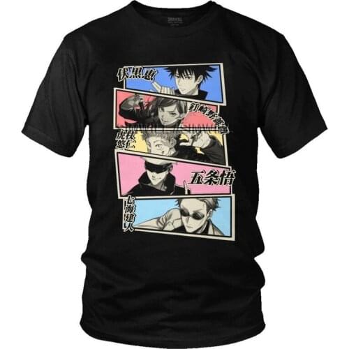 Gojo Satoru Fushiguro Megumi Yuji Itadori Sorcery T Shirt Men Cotton T-shirts Graphic Tshirt Short Sleeve Jujutsu Kaisen Tee Top