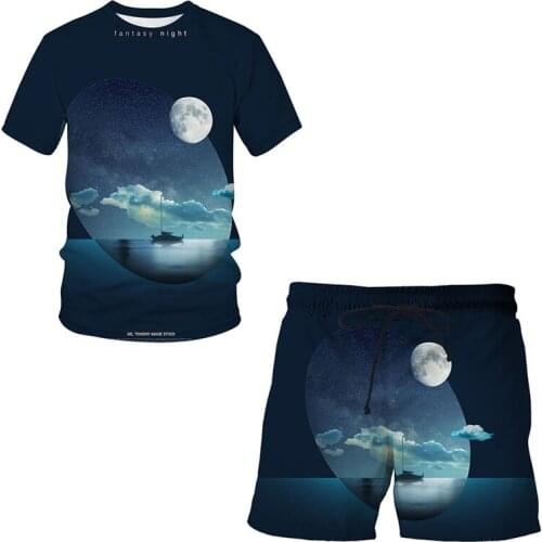 2021 New Fashion hot Summer 3D Printing Night sky view Man / Woman Hip Hop T-shirt Short Sleeve Streetwear Suit Men clothing Top