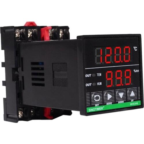 1/16 DIN RAIL Mounted Intelligent Digital Temperature And Humidity Controller Sensor Cable 3 M With Mounting Base