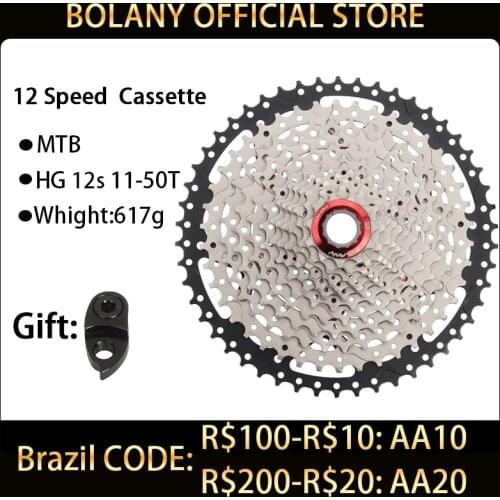 BOLANY MTB Cassette 12 Speed 11-50T Mountain Bike Freewheel Bicycle Sprocket Wide Ratio Carbon Steel parts Accessories