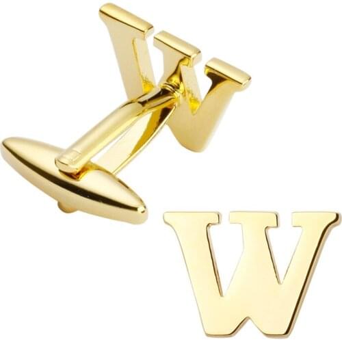KC Free delivery, high quality Brass Cuff buttons, brand new fashionable gold W letter cuff buttons for mens wedding gifts