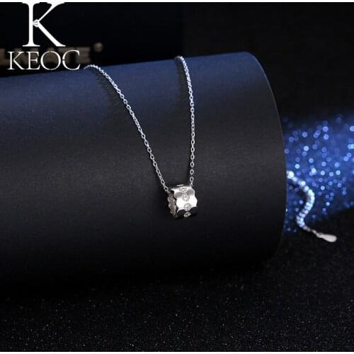 Keoc Kpop New Corrugated Cylinder Necklace for Women Cool Stuff Pendant Choker AAA Zircon Jewelry Party Bridal Gift Jewelry